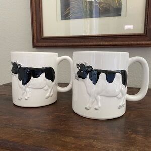 Vintage 1980s Otagiri Cow Japan Cows 3D Relief Countryside Farm Vintage Mugs